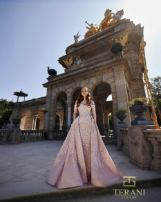 Off-Shoulder Beaded Tulle Ballgown - 261GL6659