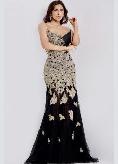 Jovani Black and Gold Gown! New Style!