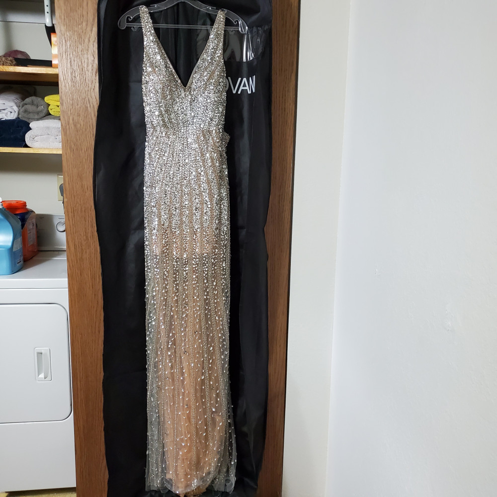 Jovani Fully Beaded Dress With V-neck
