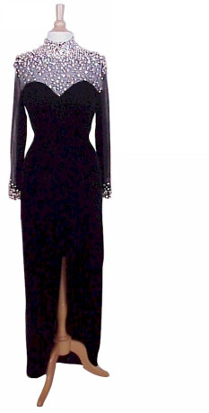 Darius Cordell Sheer long sleeve rhinestone beaded evening gown
