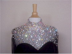 Darius Cordell Sheer long sleeve rhinestone beaded evening gown