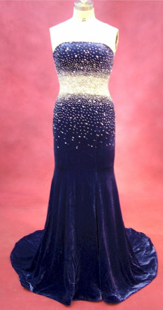  Darius Cordell Strapless crystal beaded Pageant Gown