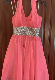 Hot Pink sequined dress designed by DEB