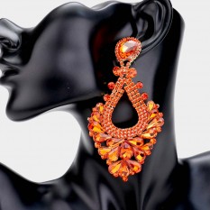  LARGE CRYSTAL STATEMENT PAGEANT EARRINGS