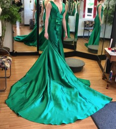 Custom Mac Duggal Green Evening Gown