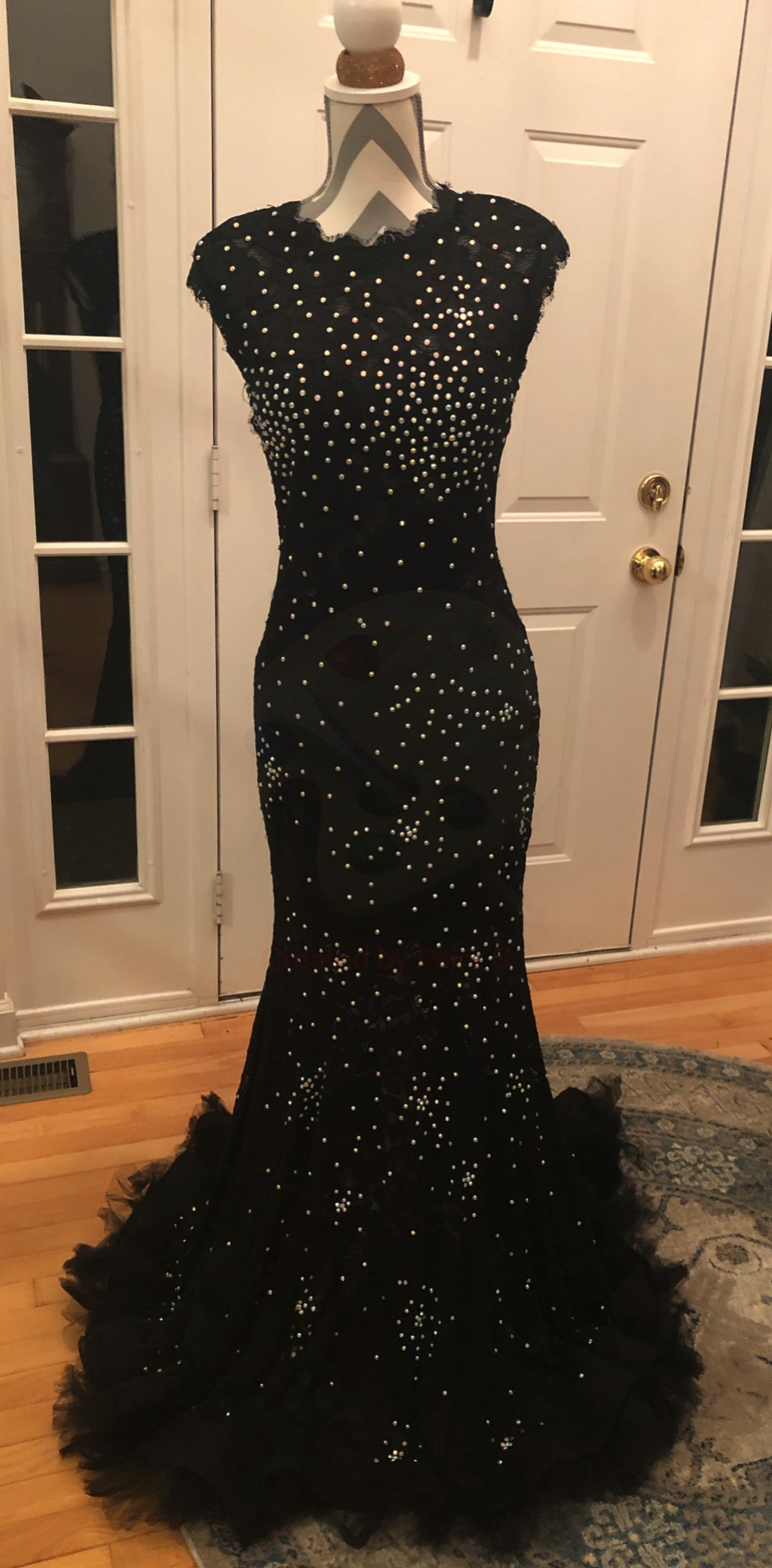 Black Lace Swarovski Gown