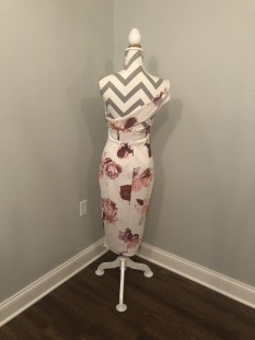 White Floral Cocktail Dress with Slit