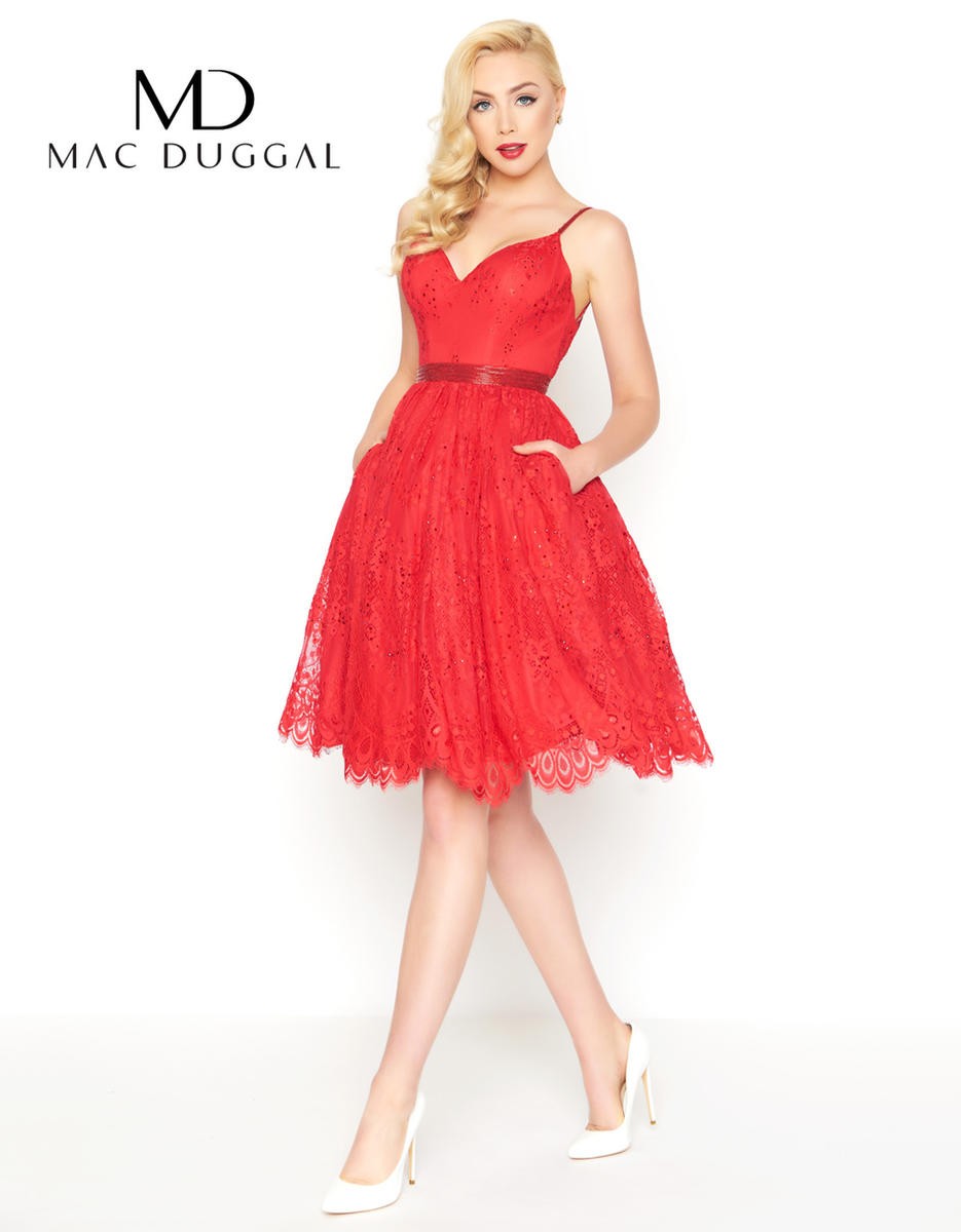 Red Mac Duggal T-Length Size 0