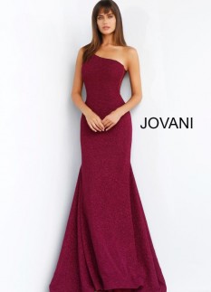 Jovani One Shoulder Wine Dress