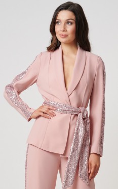  Nude Rose Sequin Suit Jacket by Forever Unique