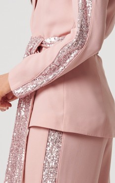 Nude Rose Sequin Suit Jacket by Forever Unique