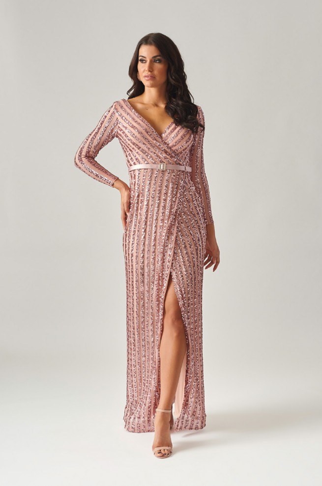 Pink Sequin Striped Dress - Pageant Planet