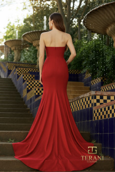 Low V-Neck Mikado Mermaid Gown with Slit - 261P6624