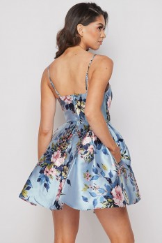 Floral Satin Fit And Flare Skater Dress by Teeze Me