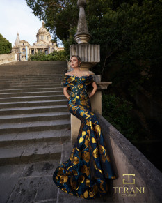 Off-Shoulder Jacquard Mermaid Gown - 261E6273