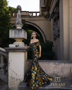 Off-Shoulder Jacquard Mermaid Gown - 261E6273