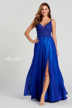  Ellie Wilde Royal Blue lace beaded top A-line 120139