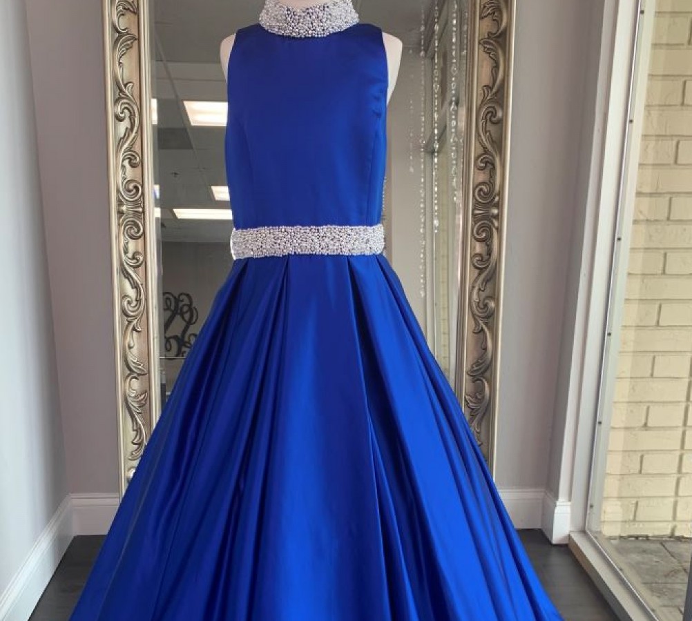 ASHLEY Lauren Kids Dress 8015 Girls Pageant Dress Royal Blue Size 16 - Tweens
