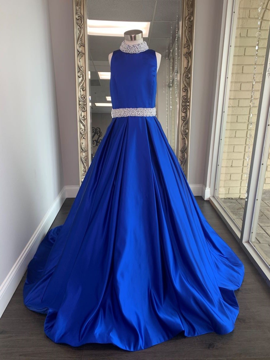 ASHLEY Lauren Kids Dress 8015 Girls Pageant Dress Royal Blue Size 16