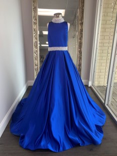 ASHLEY Lauren Kids Dress 8015 Girls Pageant Dress Royal Blue Size 16 - Tweens