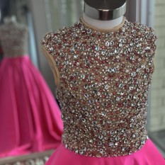  ASHLEY Lauren Kids Dress 8030 Girls Pageant Dress Hot Pink Size 10