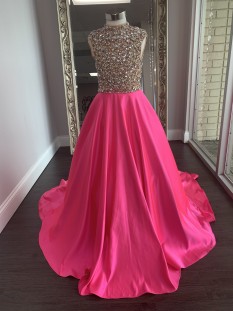 ASHLEY Lauren Kids Dress 8030 Girls Pageant Dress Hot Pink Size 10