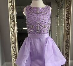  ASHLEY Lauren Kids Dress 8022 Girls Pageant Lilac Size 10 W/ Detachable Train