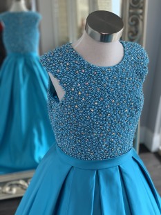 ASHLEY Lauren Kids Dress 8017 Girls Pageant Turquoise Size 12 - Tween