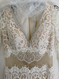 Ivory lace gown by Angela and Alison