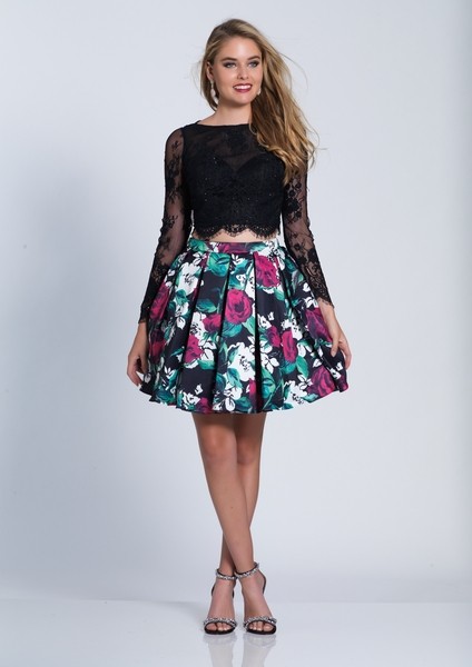 Dave and Johnny 2pc lace and floral short dress style - A6358
