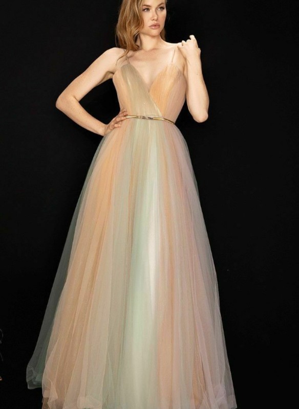 Terani Couture Multi Colored Glitter Tulled Ballgown