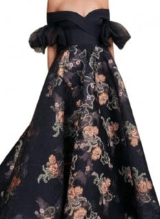 MNM Couture Black OTS Floral Ballgown