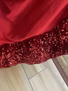 Portia & Scarlett Red velvet and sequin gown