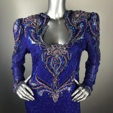 Beaded Sequin Open Back Silk Gown Formal Dress by Landa