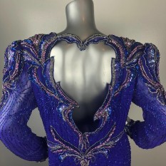 Beaded Sequin Open Back Silk Gown Formal Dress by Landa