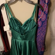  Emerald green satin/silk cocktail dress NWT