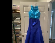 Blue and teal two piece Sherri Hill Mermaid gown