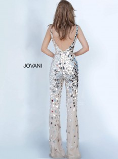 Jovani Nude/Silver Jumpsuit