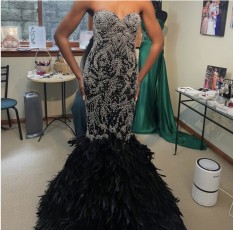 Black and Silver Glitz Mermaid Style Evening Gown by Stephen Yearick
