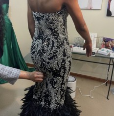 Black and Silver Glitz Mermaid Style Evening Gown by Stephen Yearick