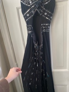 Black beaded pageant dress