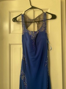 Royal blue beaded pageant gown