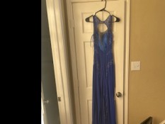 Royal blue beaded pageant gown