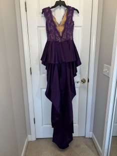 Jovani Purple Lace Dress with Train