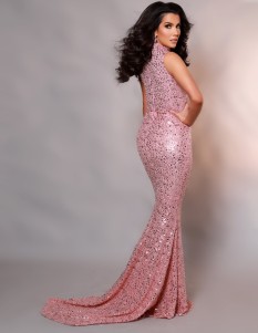 Leto Blush Pink Bespoke Beaded Sequin Gown | Custom Size | Debbie Carroll