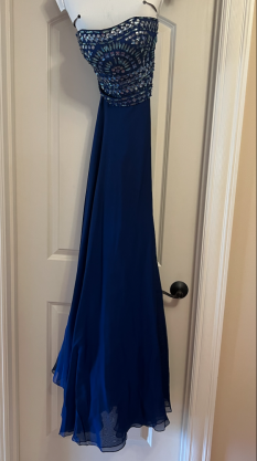  Strapless Royal Blue Gown by Sherri Hill