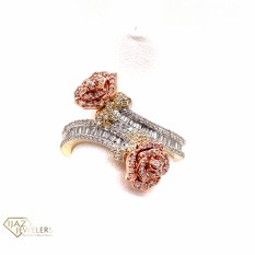  10K 2-Tone Diamond Flower Ring