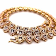  10K 3-Tone Diamond Heart Necklace
