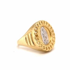  10k Gold 2-Tone Virgin Mary Cuban Design Ring