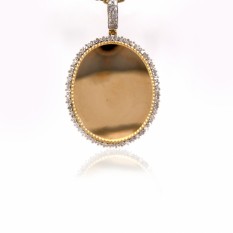  10k Gold and Baguette Oval Picture Pendant